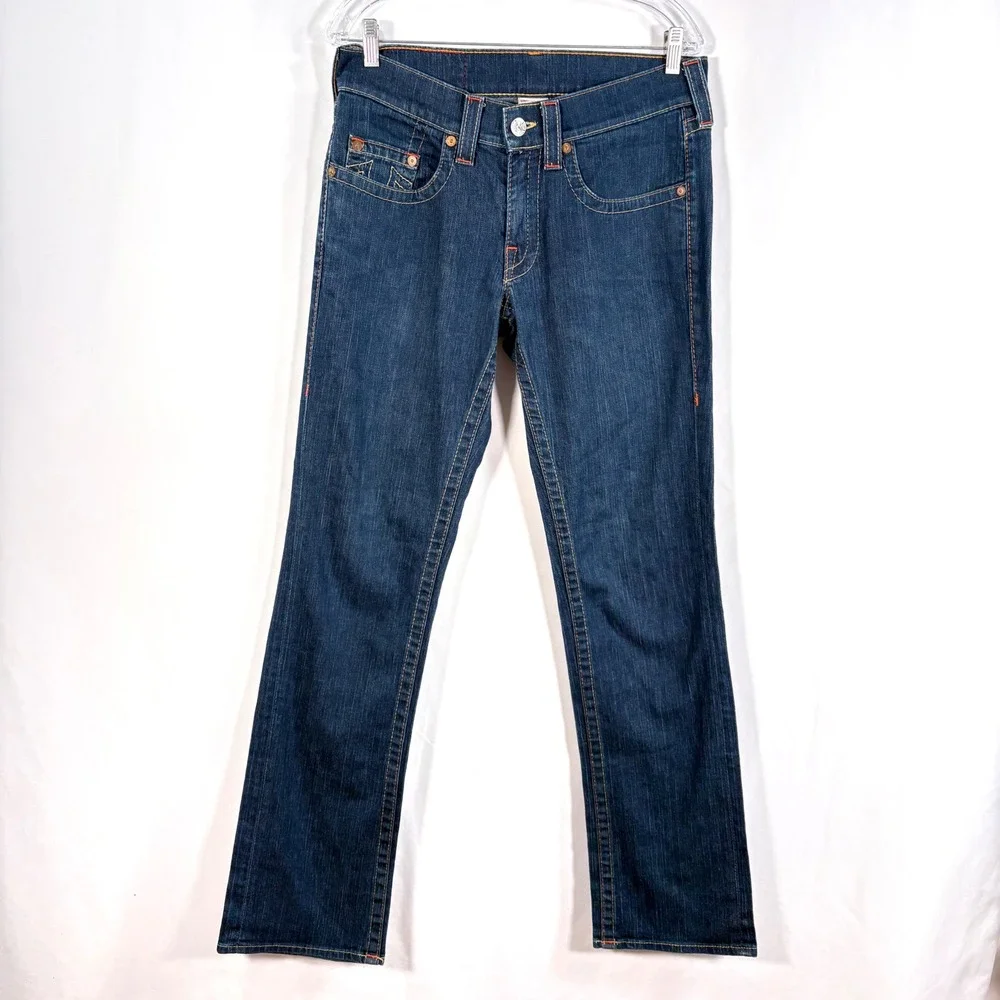 True Religion Bobby Jeans Blue Straight Leg Dark Wash Made in USA 31x33